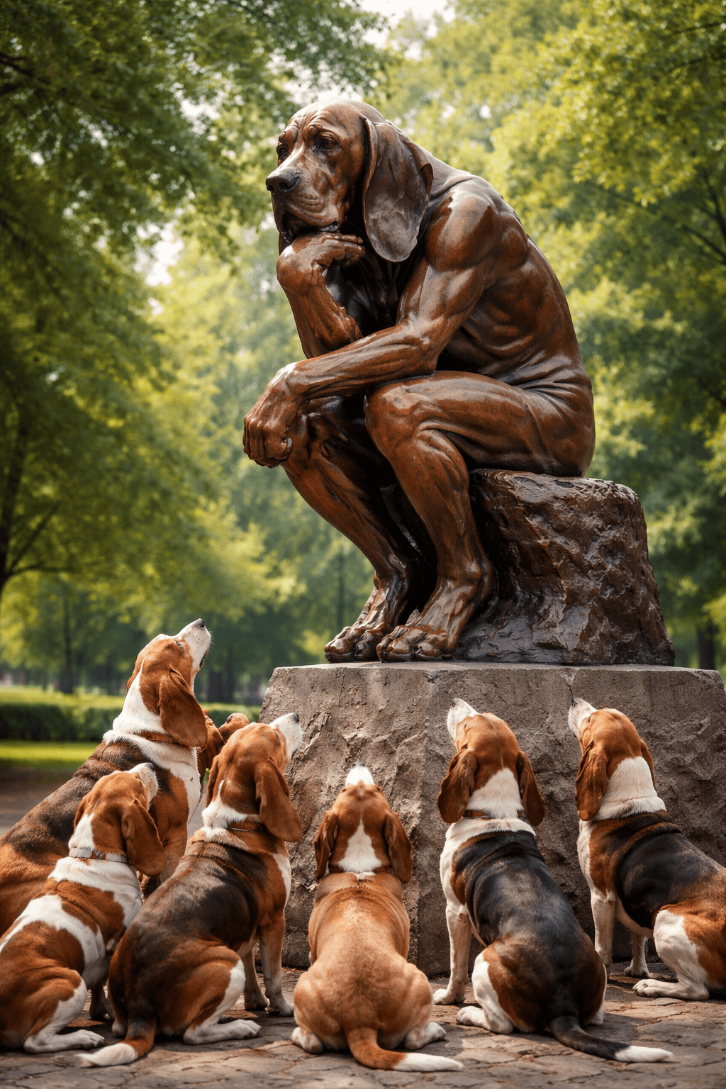 Thoughtful bloodhound illustration